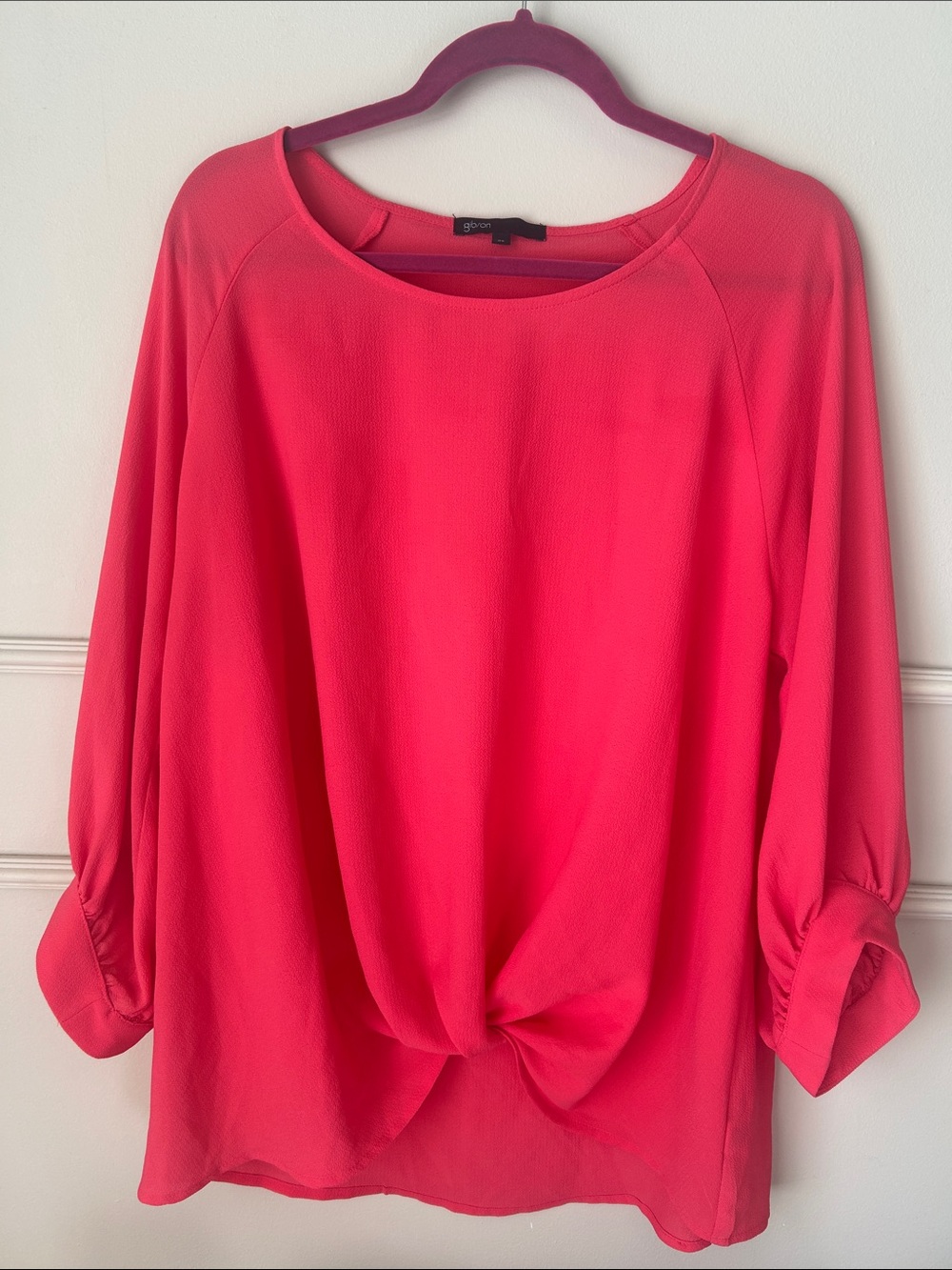 Gibson Knot-Front Blouse in Bright Coral